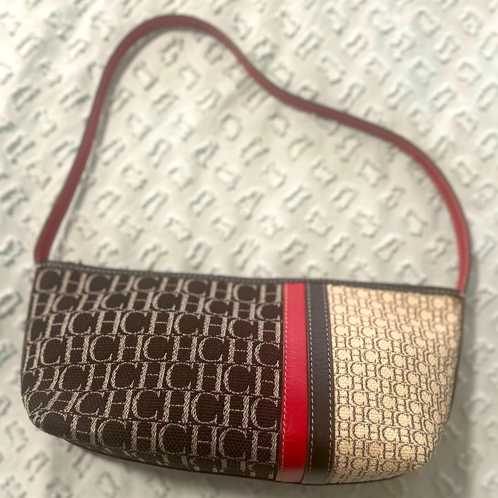Carolina Herrera Lipstick canvas and leather shoulder bag  CH monogram